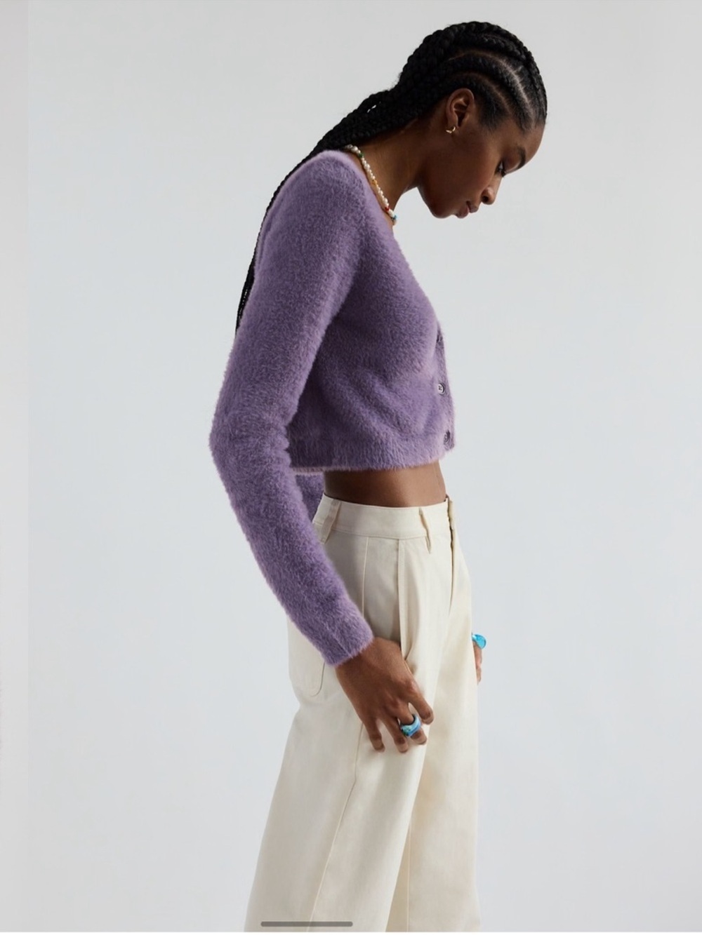 Aritzia Sunday Best Heather Mauve Reese Cardigan - Picture 4 of 13